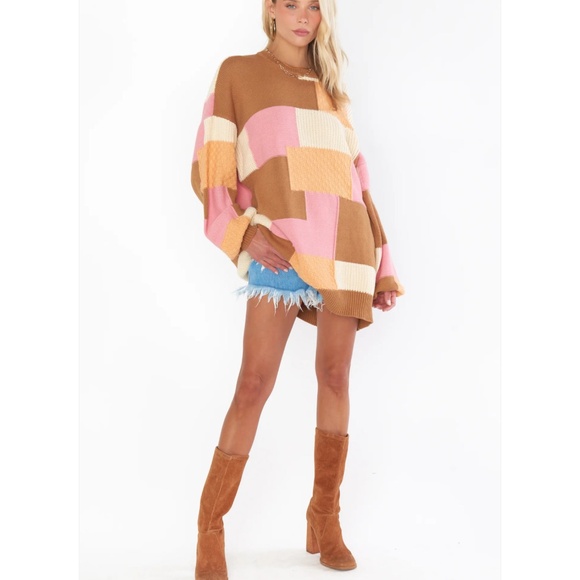 Last One Show Me Your MuMu Ember Tunic Sweater in Uneven Patchwork Knit various - Picture 5 of 9